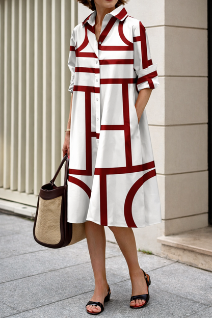 Rochie-cămașă Cristina Gore cu imprimeu geometric modern