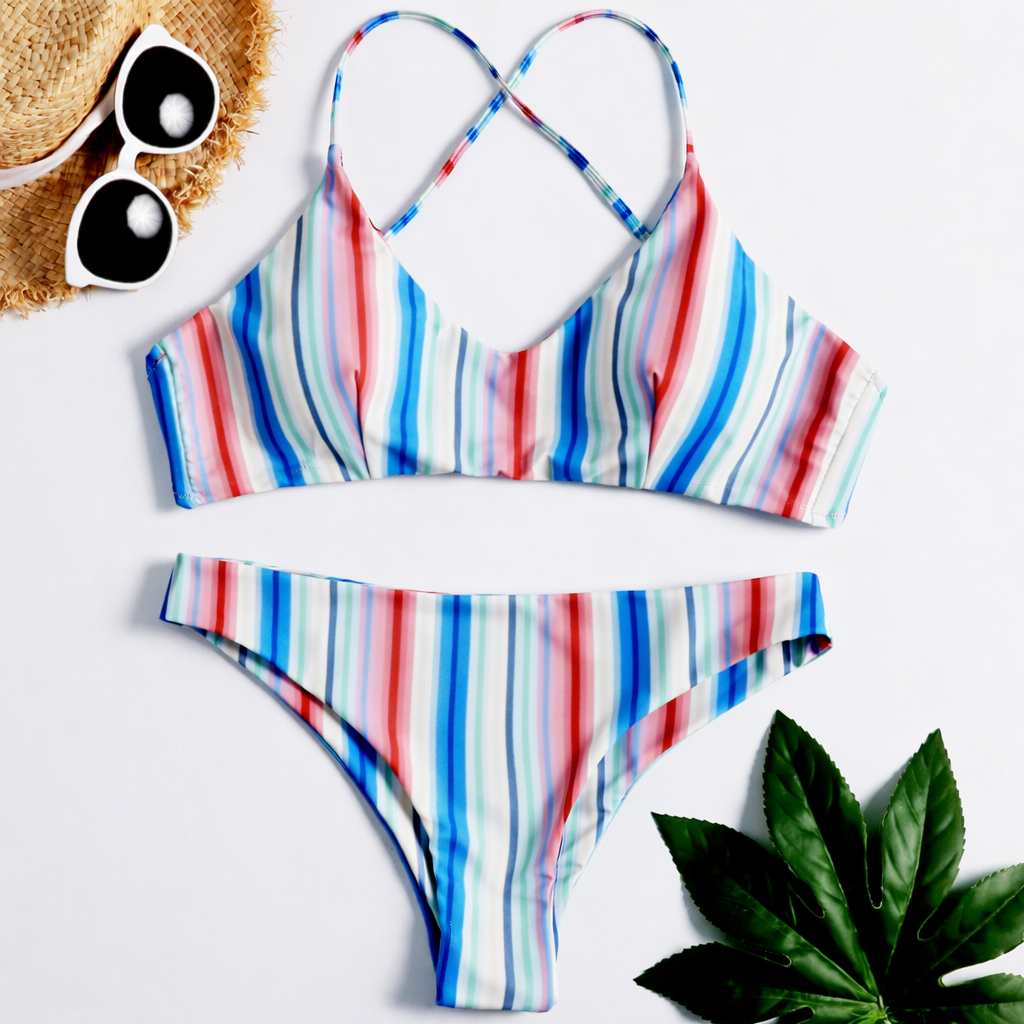 Bikini solid cu bretele de Cristina Gore