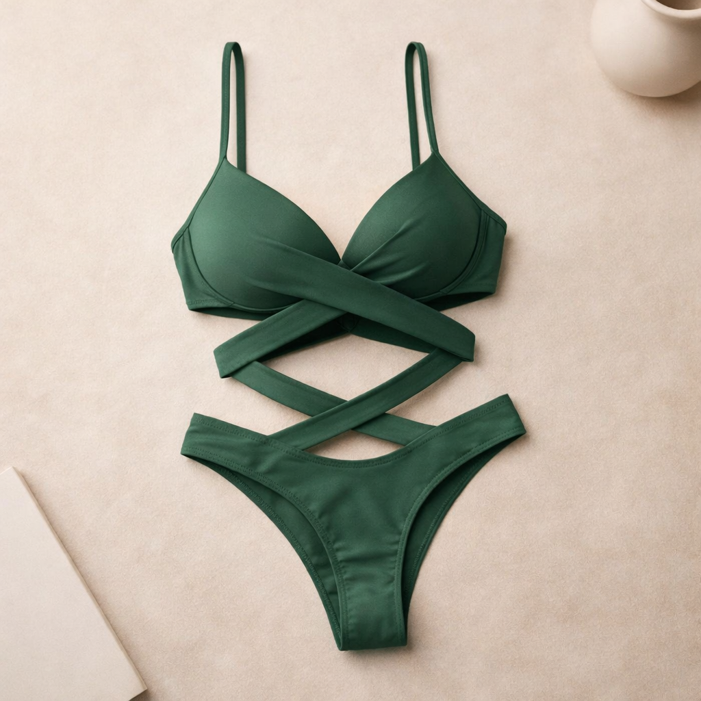 Set bikini elegant cu bretele și blocuri de culoare Cristina Gore