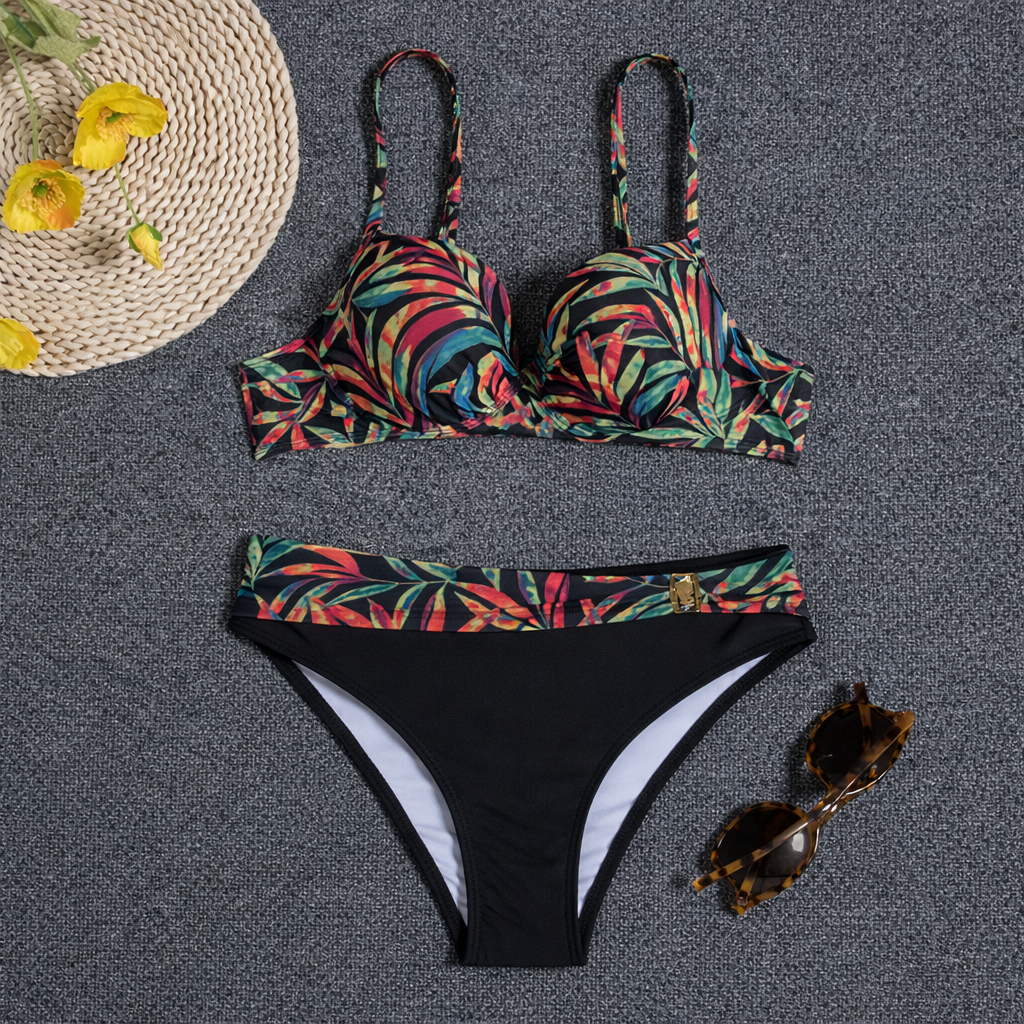 Set bikini Cristina Gore cu imprimeu floral și spate decolteu