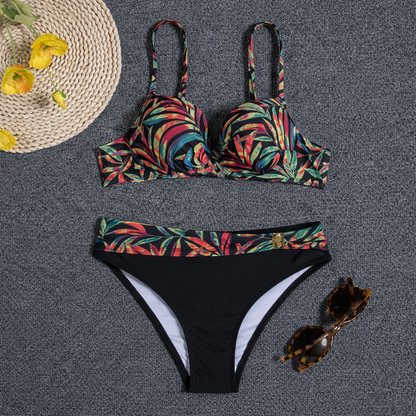Set bikini Cristina Gore cu imprimeu floral și spate decolteu