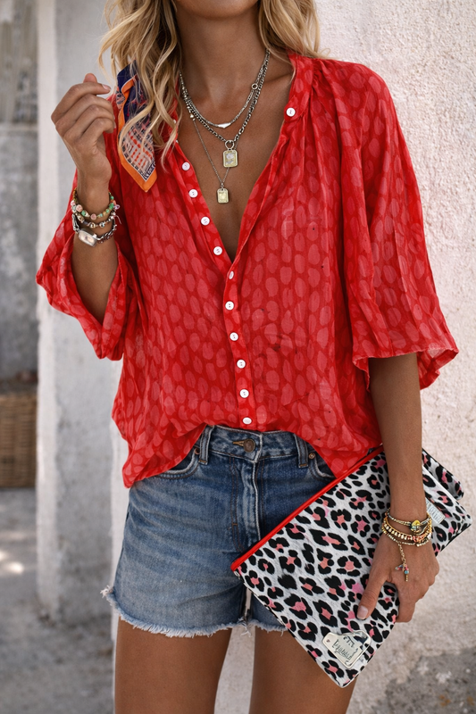 Cămașă elegantă cu mânecă tip felinar și imprimeu de Cristina Gore