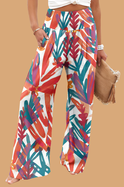 Pantaloni Cristina cu croi larg - Amestec de in imprimat