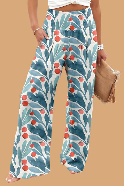 Pantaloni Cristina cu croi larg - Amestec de in imprimat