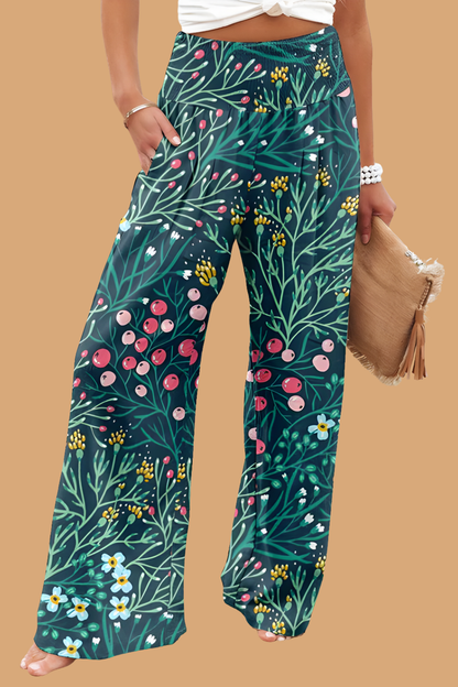 Pantaloni Cristina cu croi larg - Amestec de in imprimat