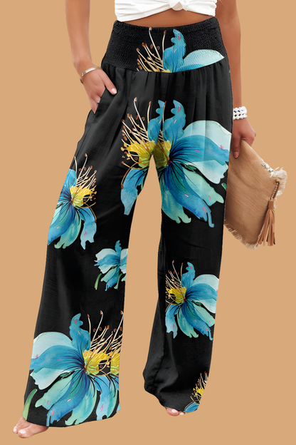 Pantaloni Cristina cu croi larg - Amestec de in imprimat