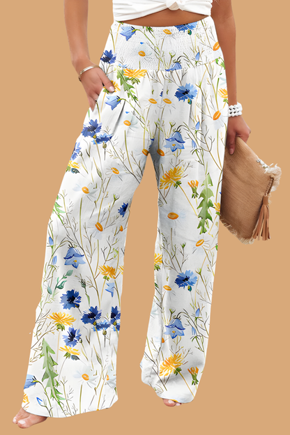 Pantaloni Cristina cu croi larg - Amestec de in imprimat