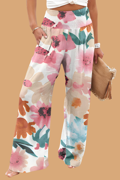 Pantaloni Cristina cu croi larg - Amestec de in imprimat