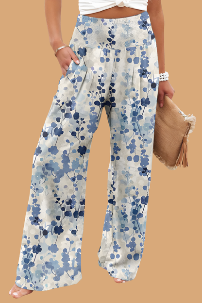 Pantaloni Cristina cu croi larg - Amestec de in imprimat