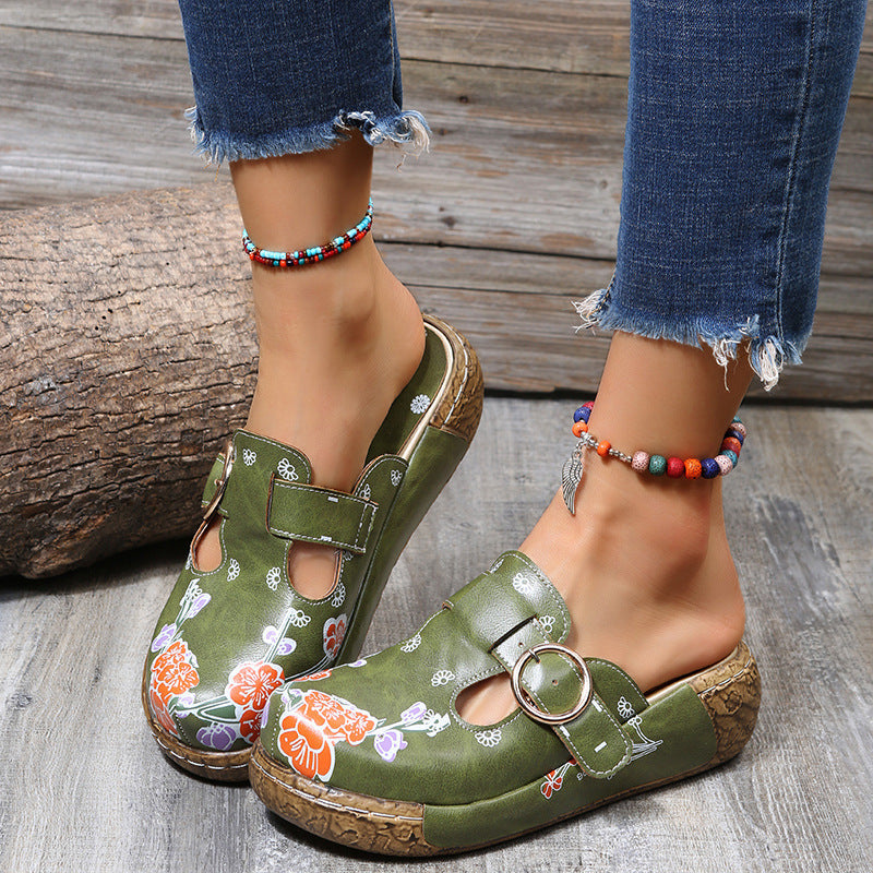 Boho Floral Cristina Gore Platform Clogs Sandals