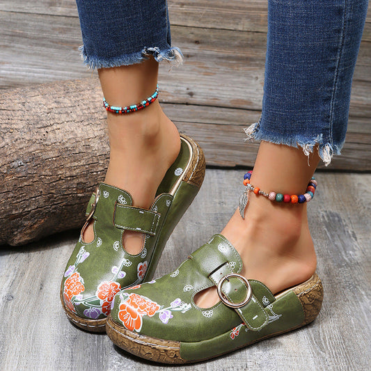 Boho Floral Cristina Gore Platform Clogs Sandals