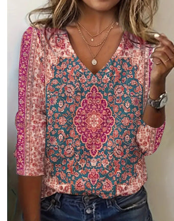 Top Cristina cu imprimeu etnic - Stil artistic de vară