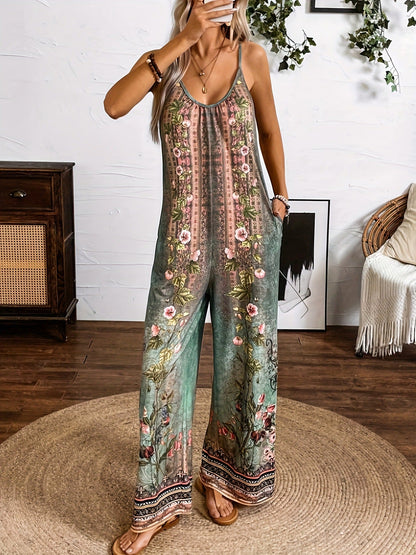 Salopetă cu imprimeu floral boho Cristina Gore