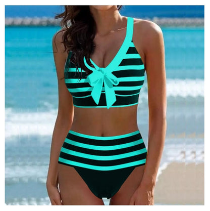 Bikini cu talie înaltă și dungi Cristina – Din nou detaliu