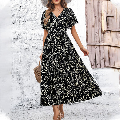 Rochie midi cu mânecă scurtă și imprimeu floral Cristina Gore