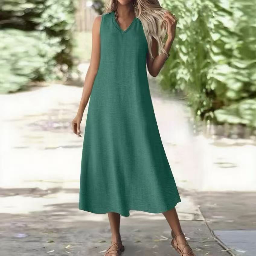 Rochie elegantă fără mâneci din cânepă Cristina Gore