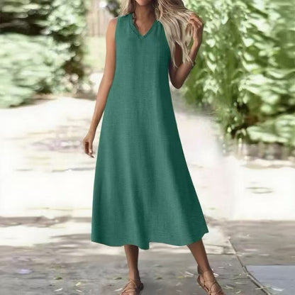 Rochie elegantă fără mâneci din cânepă Cristina Gore