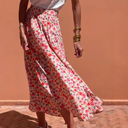 Fustă maxi elegantă cu imprimeu floral Cristina Gore de zi cu zi