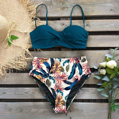 Bikini cu talie înaltă și imprimeu floral de Cristina Gore