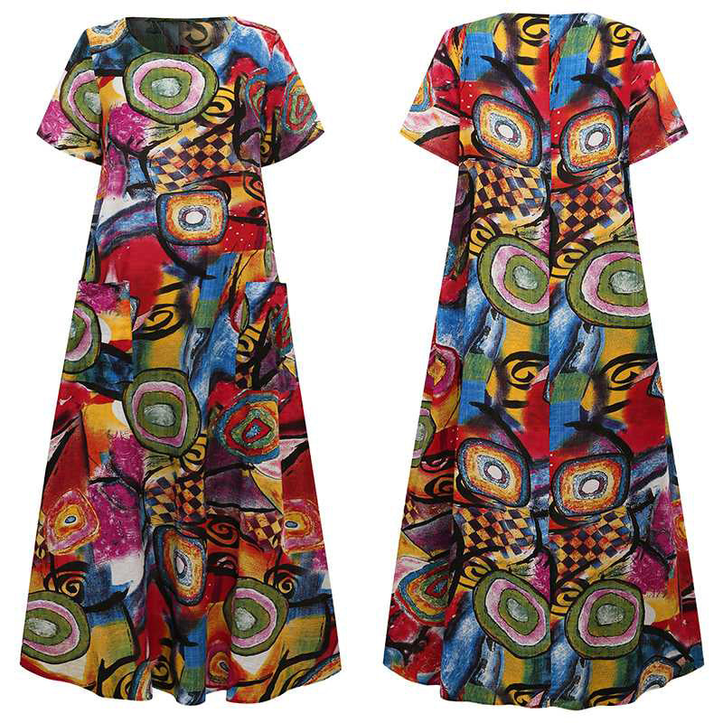 Rochie maxi cu imprimeu vibrant Cristina Gore, model leagăn