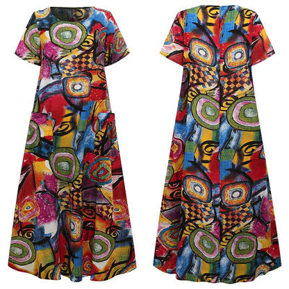 Rochie maxi cu imprimeu vibrant Cristina Gore, model leagăn