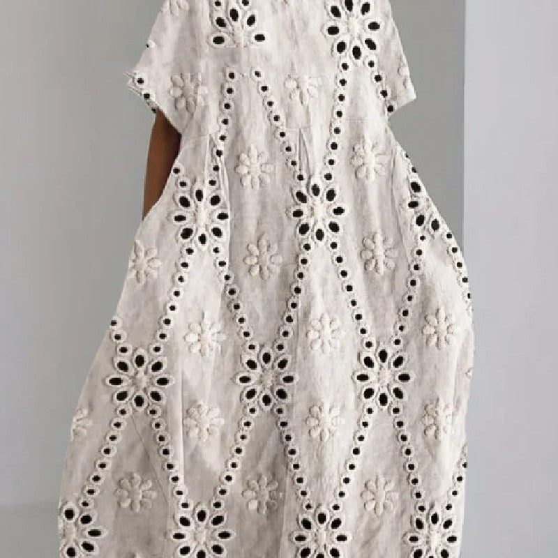 Rochie maxi Cristina cu imprimeu digital 3D și imprimeu confortabil