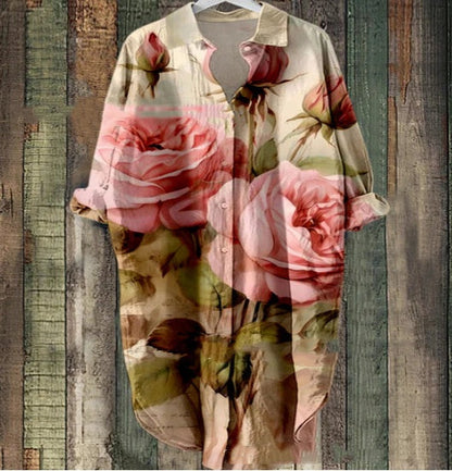 Rochie cardigan Cristina cu imprimeu floral 3D - Mâneci lungi