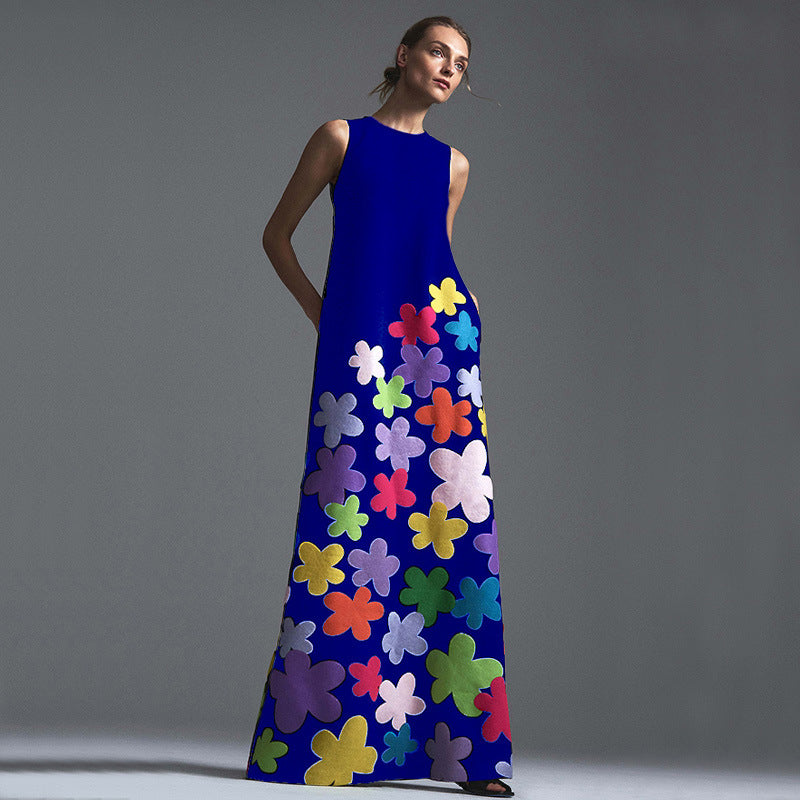 Rochie maxi fără mâneci Cristina - Inspirată de imprimeurile florale