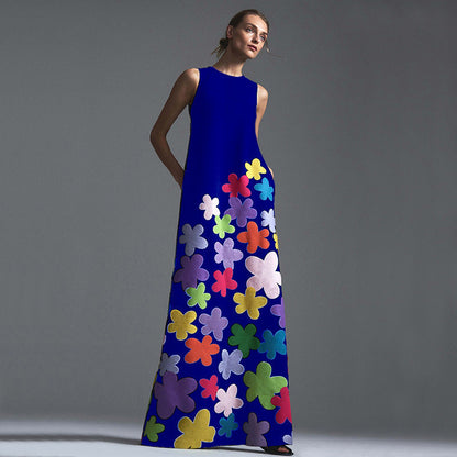 Rochie maxi fără mâneci Cristina - Inspirată de imprimeurile florale