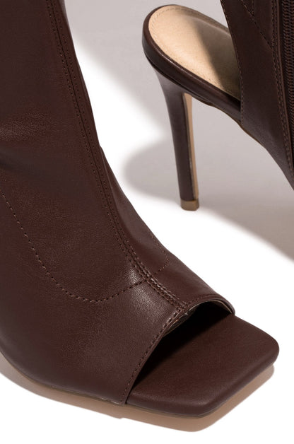 Cizme Cristina cu vârful deschis până la genunchi - Toc stiletto