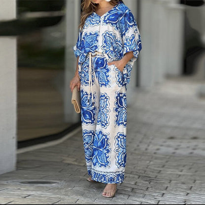 Set Cristina cu imprimeu din dantelă - Blue Inspiration