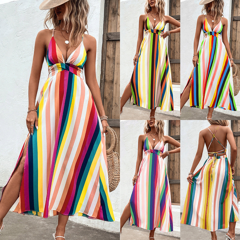 Vibrant Rainbow Stripe Dress Cristina Gore