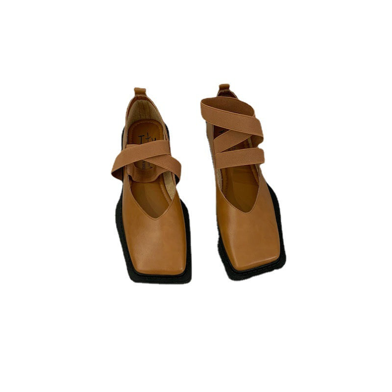 Pantofi Cristina retro cu vârf pătrat - Confort la toc jos