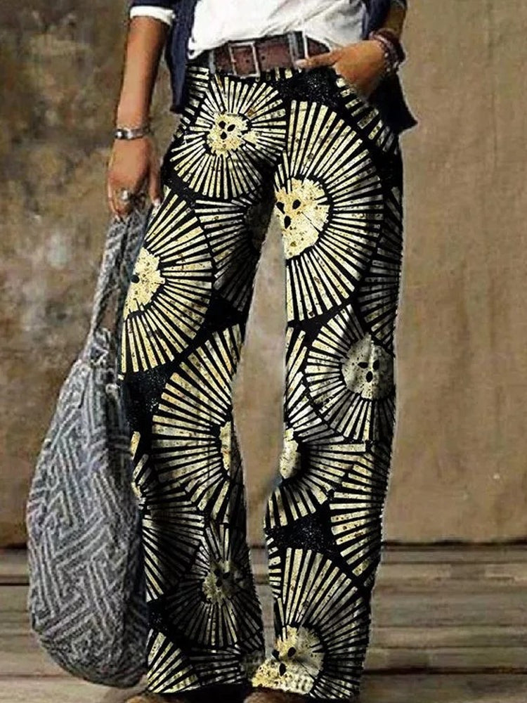 Pantaloni largi cu imprimeu boho Cristina Gore