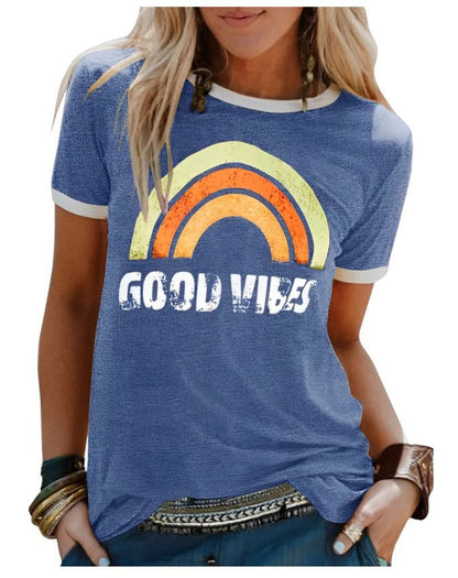 Tricou Cristina Good Vibes - Stil retro cu imprimeu