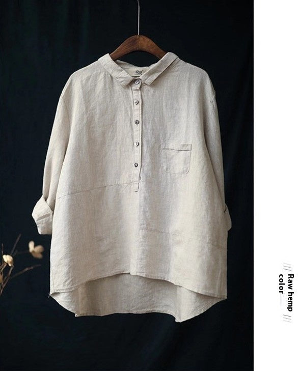 Cămașă din in Cristina - Guler simplu artistic