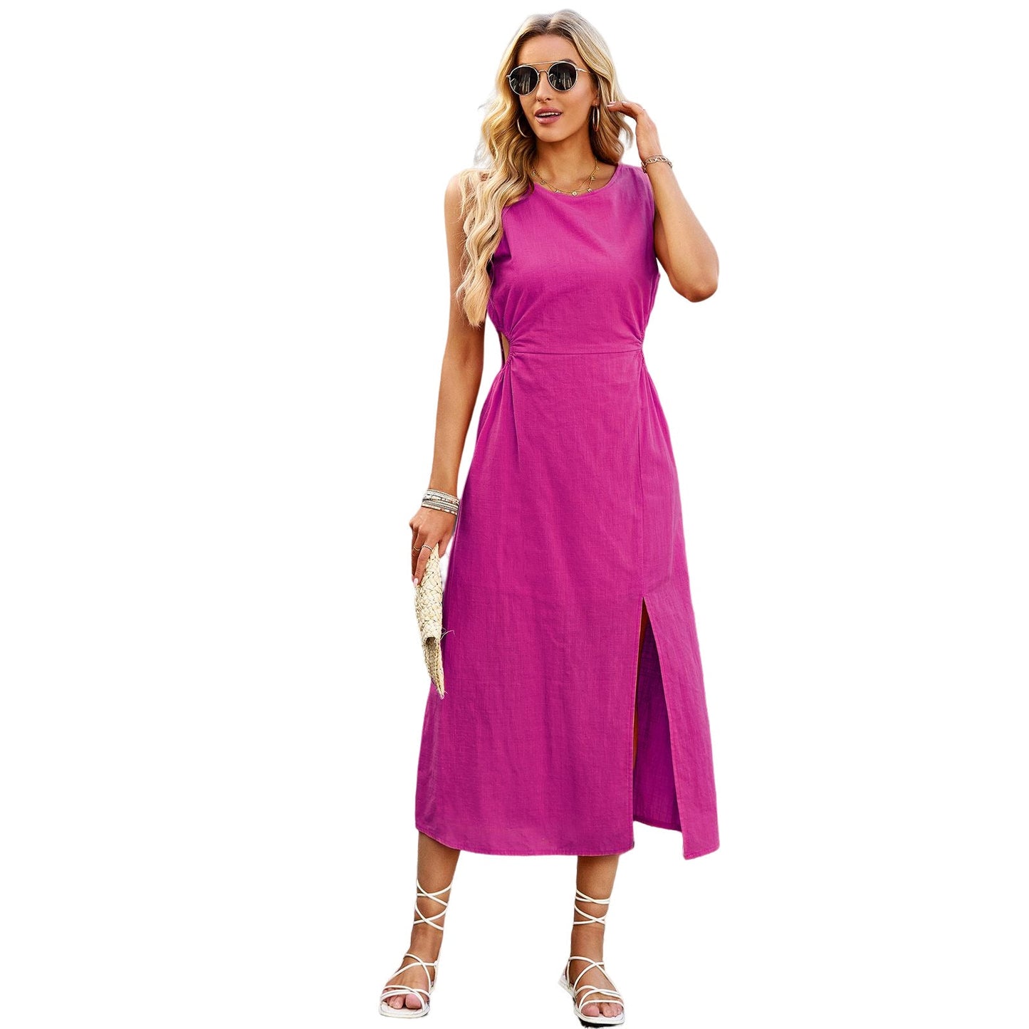 Rochie midi elegantă de vară fără mâneci de la Cristina Gore