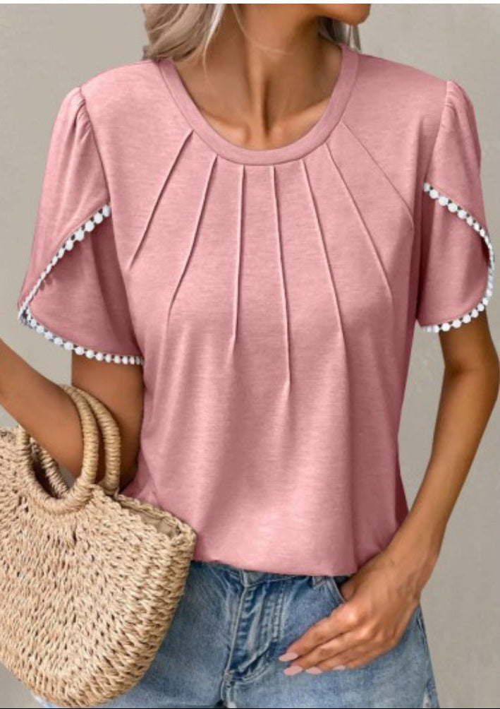 Tricou elegant de vară cu mânecă tip lalea Cristina Gore