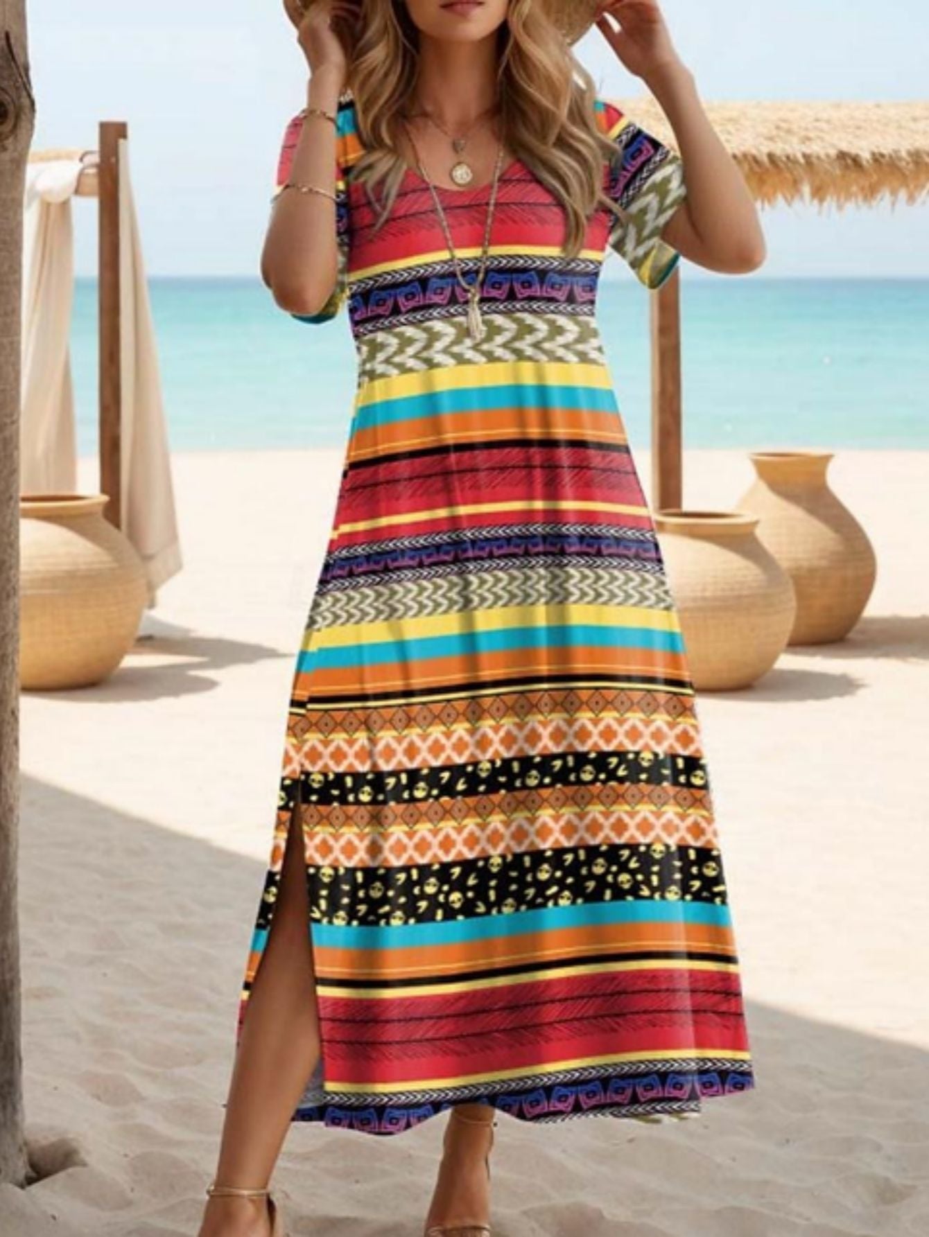 Rochie maxi elegantă cu crăpături de Cristina Gore