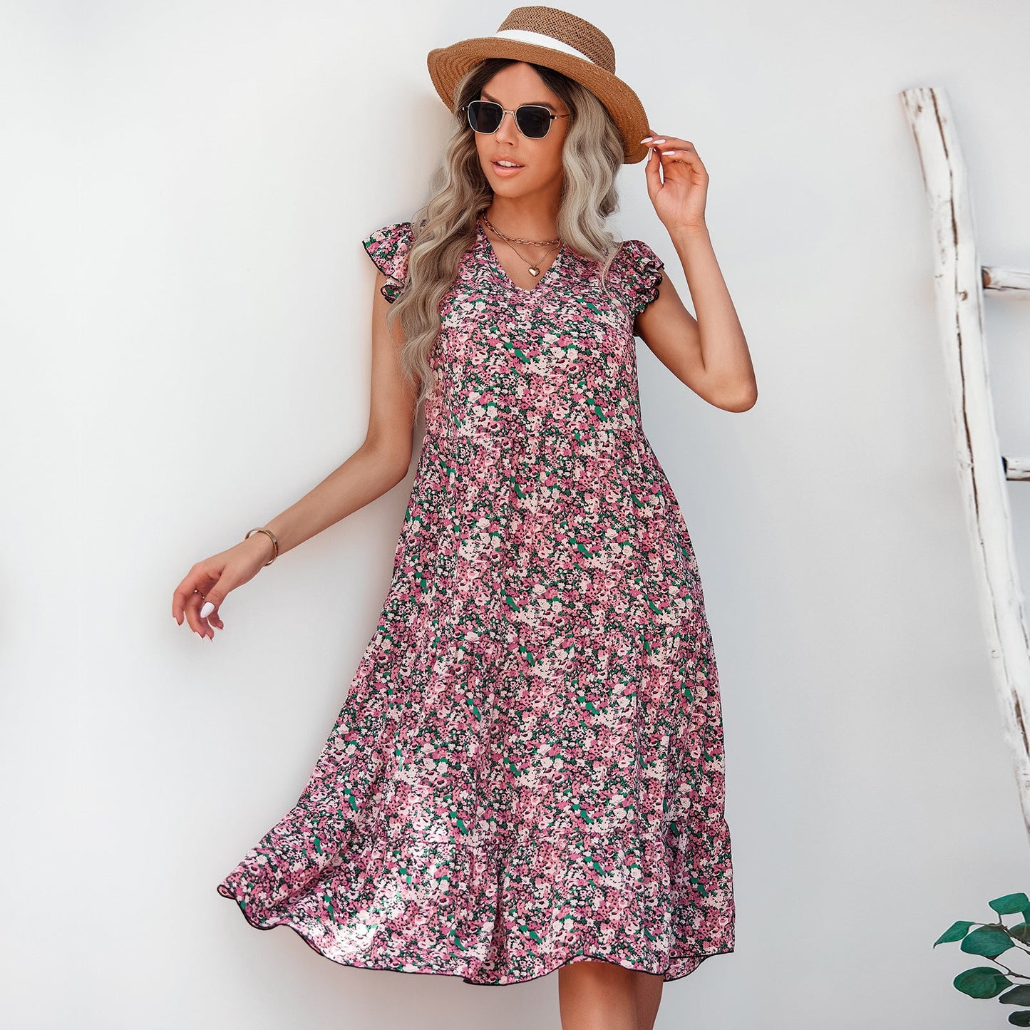 Rochie midi elegantă cu imprimeu floral de Cristina Gore