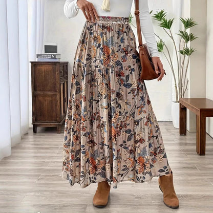 Fustă midi boemă cu imprimeu floral Cristina Gore