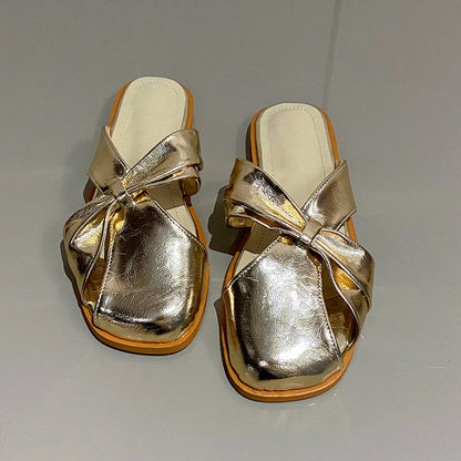 Papuci Cristina cu vârf pătrat - Balerini metalici confortabili