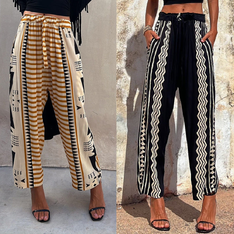 Pantaloni harem cu imprimeu boho Cristina Gore