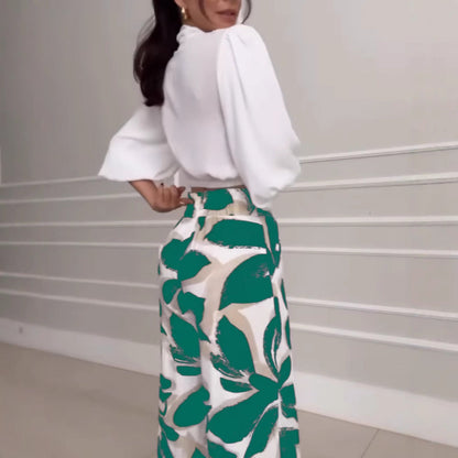 Set pantaloni largi, casual, la modă, cu mânecă trei sferturi, Socialite pentru femei