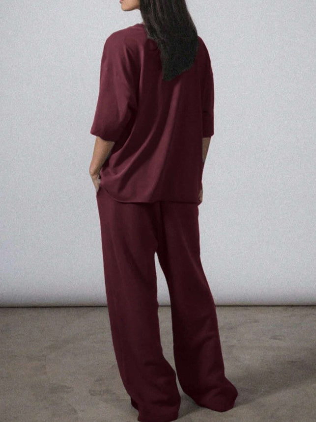 Set Cristina pentru femei cu guler rotund - mâneci tip aripi de liliac