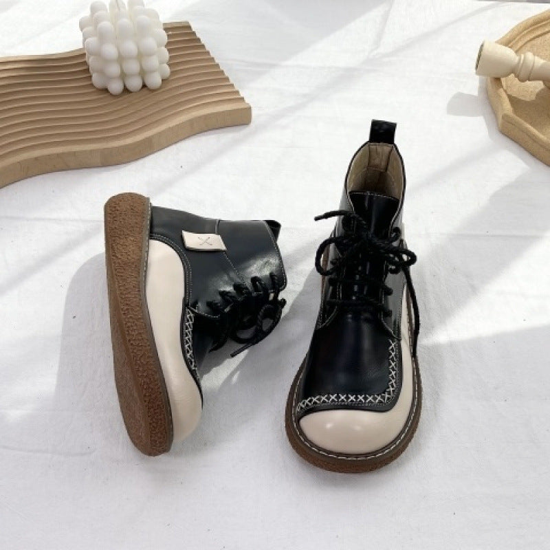 Ghete retro cu șireturi Cristina - Talpă groasă și confortabilă