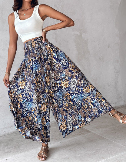 Pantaloni retro florali cu picior larg de Cristina Gore