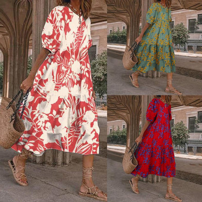 Rochie midi de vară cu imprimeu floral Cristina Gore