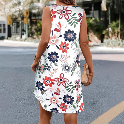 Rochie florală fără mâneci, cu linie A, de Cristina Gore