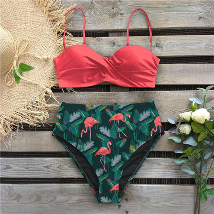 Bikini cu talie înaltă și imprimeu floral de Cristina Gore